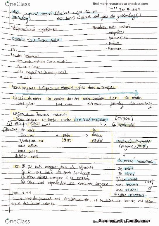 FREN 102 Lecture 2: Passe compose, etre, un lire, un jour thumbnail