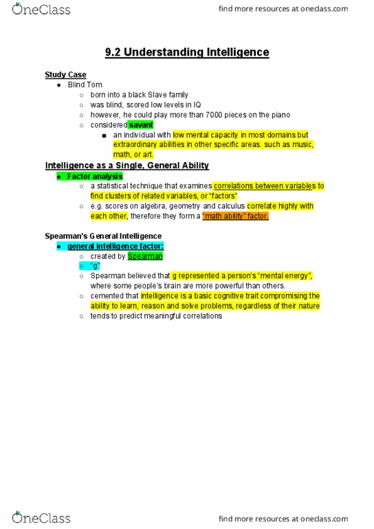 PSYA02H3 Chapter Notes - Chapter 9.2: Factor Analysis, Prefrontal Cortex, Intelligence Quotient thumbnail