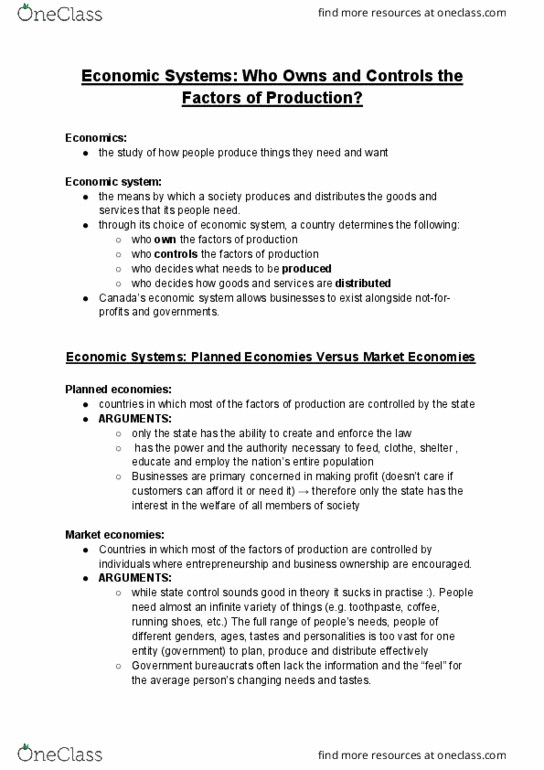 MGTA01H3 Chapter Notes - Chapter 3: Planned Economy, Economic System, Toothpaste thumbnail