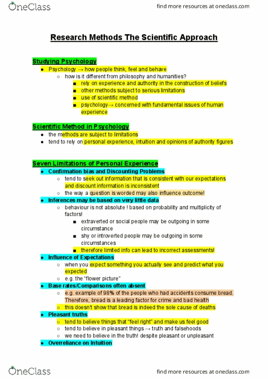 PSYB01H3 Lecture Notes - Lecture 1: Confirmation Bias, Scientific Method thumbnail