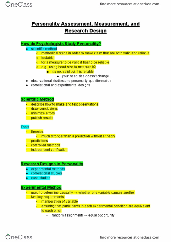 PSYB30H3 Lecture Notes - Lecture 2: Scientific Method, Random Assignment, Impression Management thumbnail