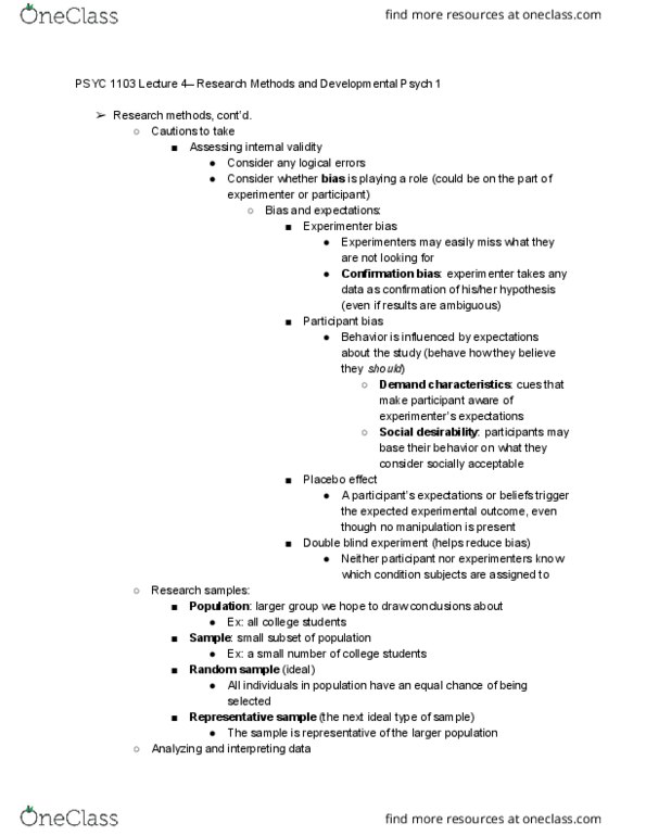 PSYC 1103 Lecture 4: Research Methods and Developmental Psych 1 thumbnail