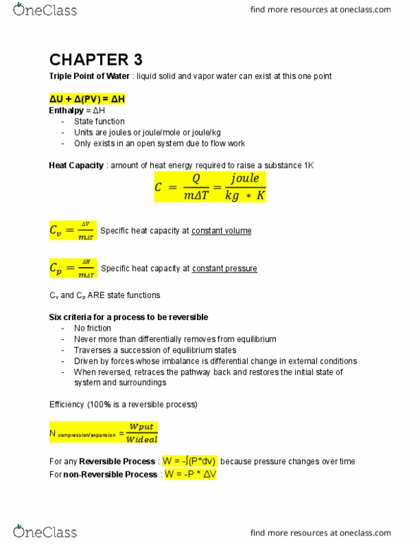 CHEG 2111 Lecture Notes - Lecture 4: Heat Capacity, State Function, Enthalpy thumbnail