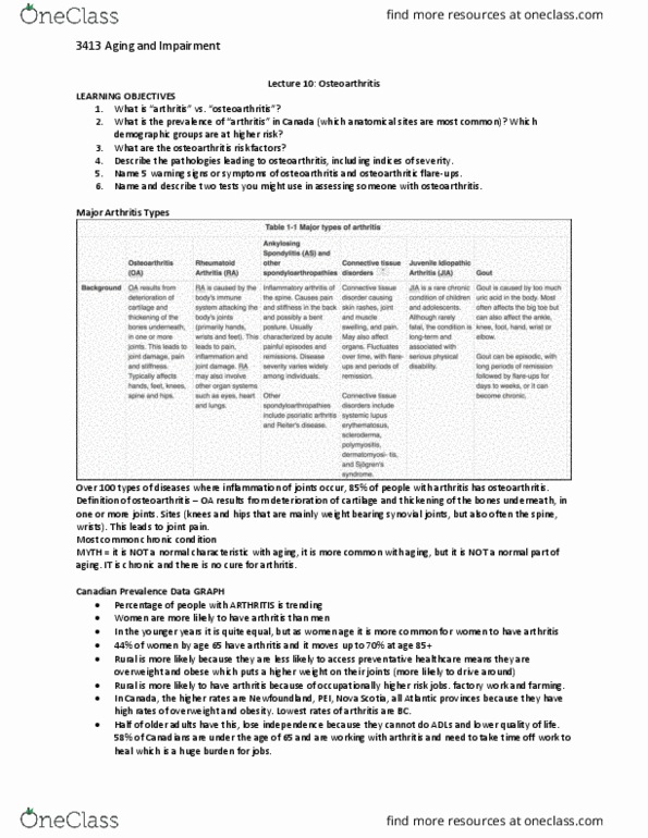 Kinesiology 3413A/B Lecture 10: Lecture 10 - Osteoarthritis thumbnail