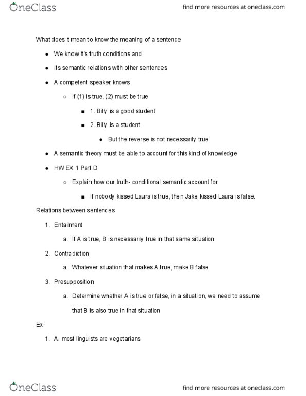 LING202 Lecture Notes - Lecture 9: Presupposition, Situation Two, Logical Consequence thumbnail