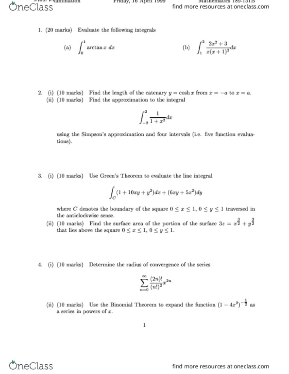 math-151-midterm-math151-winter-1999-exam-oneclass