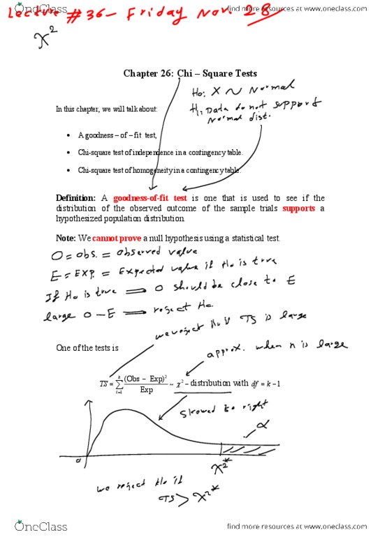 BIOL499A Chapter Notes - Chapter 26: Contingency Table, Test Statistic, Statistical Hypothesis Testing thumbnail