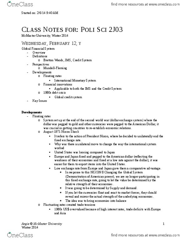 POLSCI 2J03 Lecture Notes - Comparative Advantage, Protectionism, U.S. Route 74 thumbnail