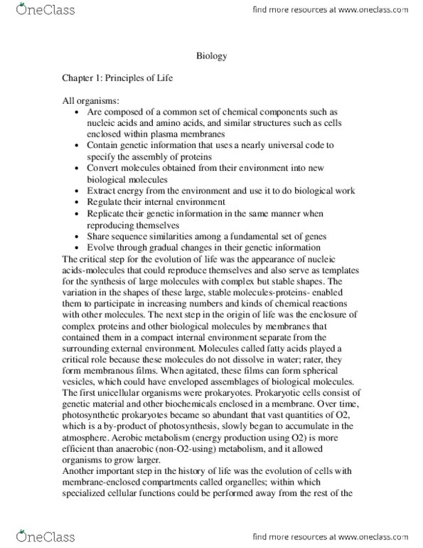 BSC 2010 Lecture Notes - Eukaryote, Archaea, Prokaryote thumbnail