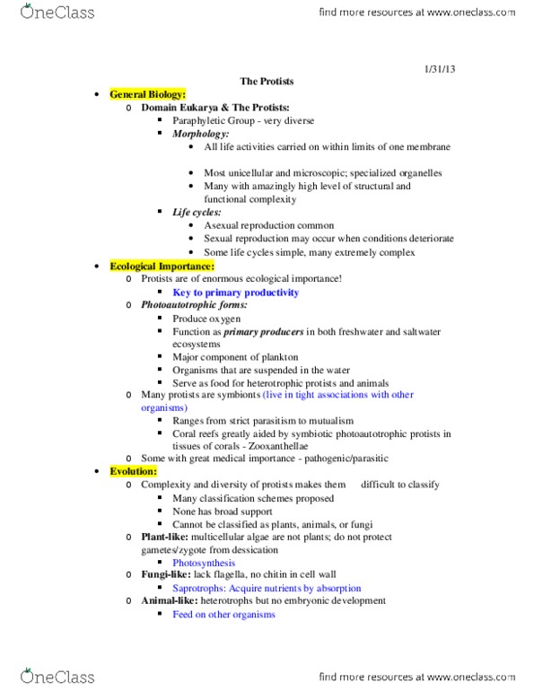 CAS BI 108 Lecture Notes - Apicomplexa, Photosynthesis, Calcite thumbnail