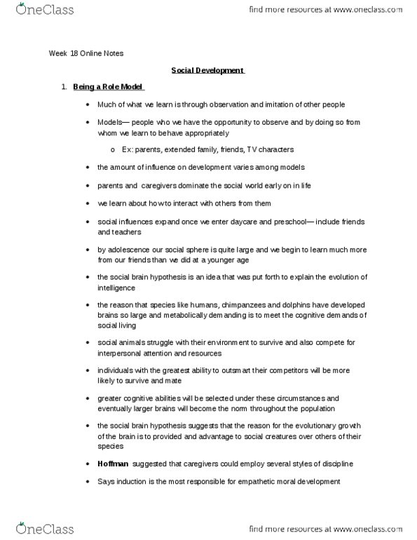 PSYC 100 Chapter Notes -Parenting Styles, Attachment Theory, Prosocial Behavior thumbnail