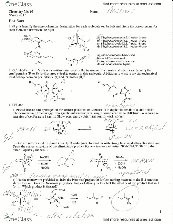 CHEM 313 Final CHEM 316 Cal Poly SLO Exams 2017 Final W17 OneClass