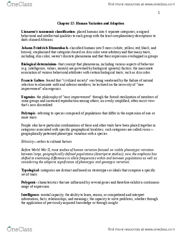 ANT 301 Chapter Notes - Chapter 12: Johann Friedrich Blumenbach, Lactase Persistence, Lactose Intolerance thumbnail