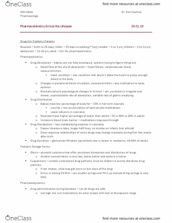 HSS 3106 Lecture 6: drugs for special populations thumbnail