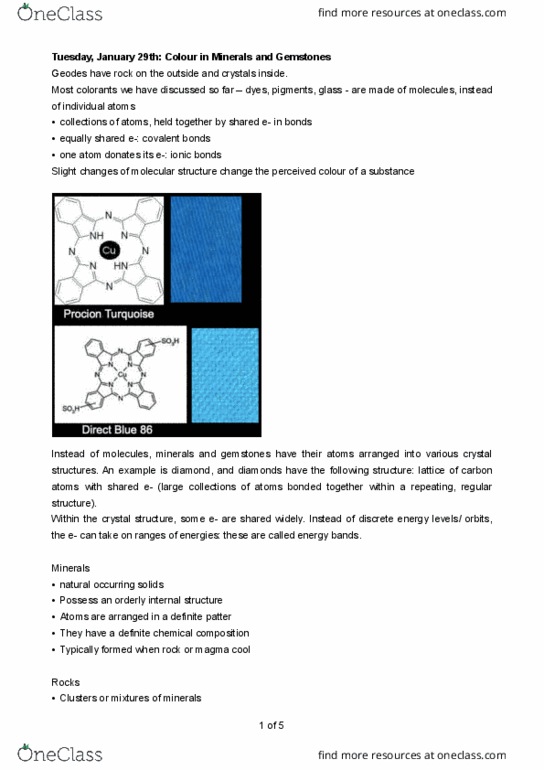 NATS 1870 Lecture Notes - Lecture 14: Gemstone, Ionic Bonding, Covalent Bond thumbnail