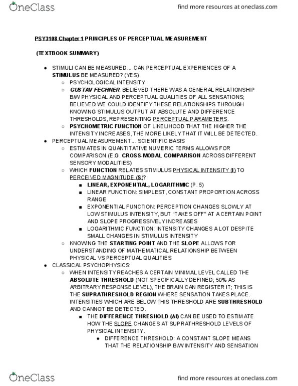 PSY 3108 Chapter 1: PRINCIPLES OF PERCEPTUAL MEASUREMENT thumbnail