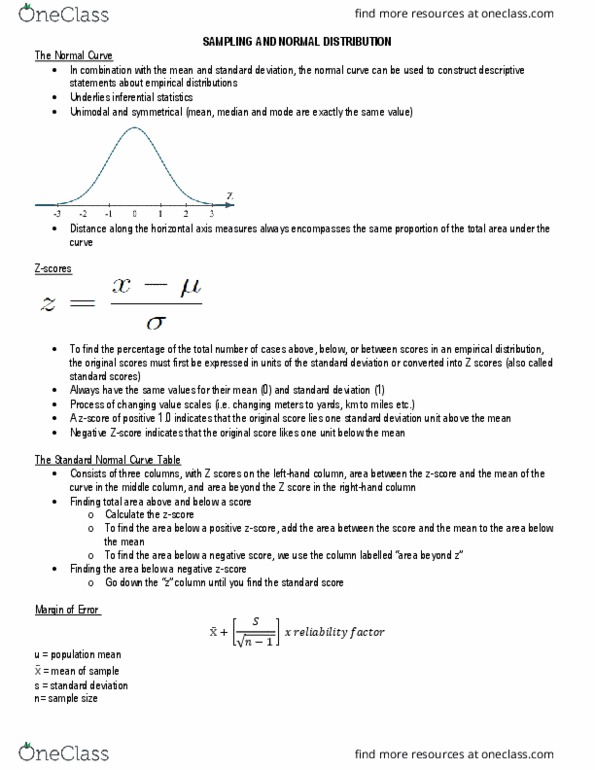 PO218 Lecture Notes - Lecture 3: Standard Score, Standard Deviation, Statistical Inference thumbnail