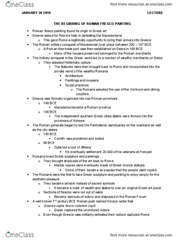 Classical Studies 3500F/G Lecture Notes - Lecture 9: Roman Art, Triclinium, Christian Symbolism thumbnail