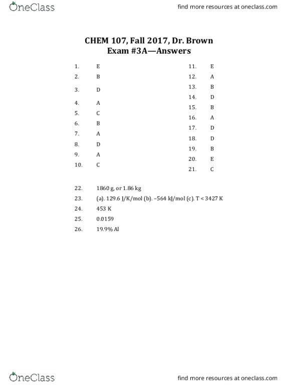 CHEM 107 Final: CHEM 107 TAMU Final Exam Fall 17 Solutions - OneClass