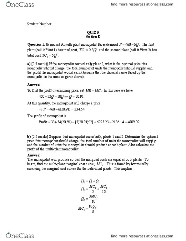 Econ 212 Quiz Econ 212quizquiz5dw04 Oneclass 4055