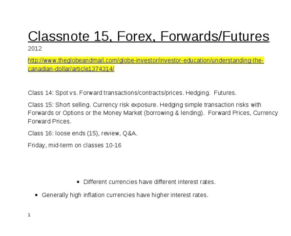 AFM 371 Lecture Notes - Foreign Exchange Spot, Foreign Exchange Risk, Forward Market thumbnail