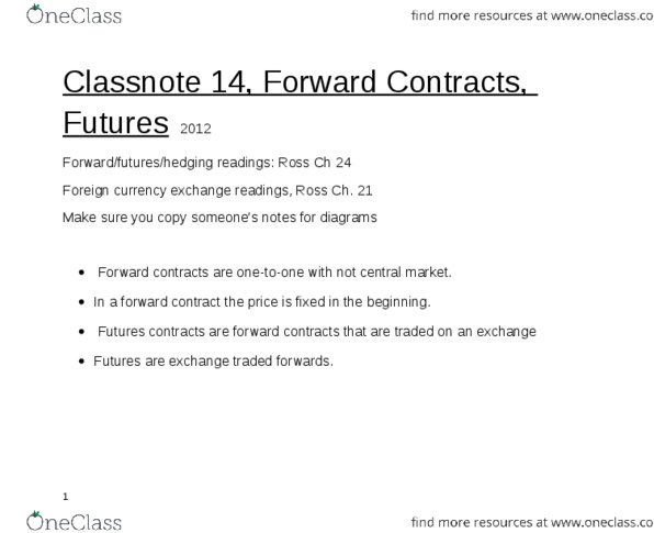 AFM 371 Lecture Notes - Forward Price, Forward Contract, Call Option thumbnail