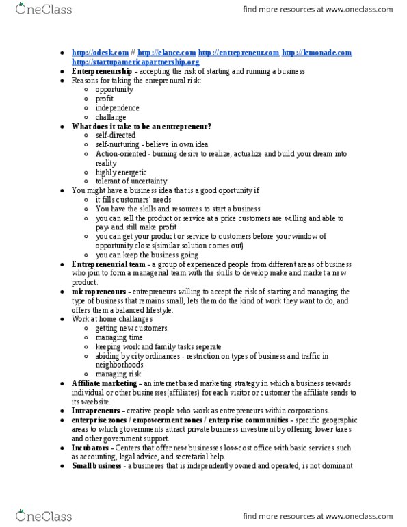 BMGT 110 Chapter Notes - Chapter 6: Small Business Administration, Affiliate Marketing, Business Plan thumbnail