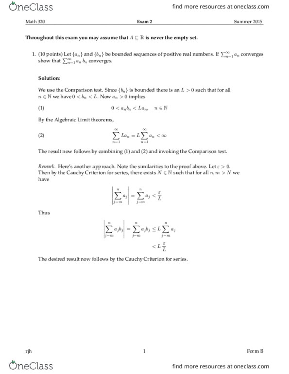 MTH 320 Midterm: Math 320 Exam 2 - OneClass