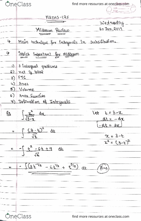 MATH 125 Lecture 11: Midterm review cover image