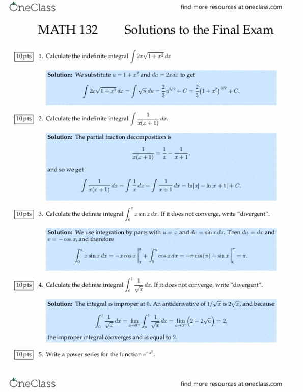 MAT 132 Final: MAT 132 SBU Exam Final Solution - OneClass