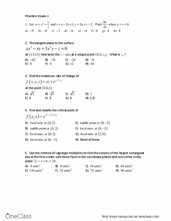 Math 114 Upenn Exam 1midterm2 Oneclass