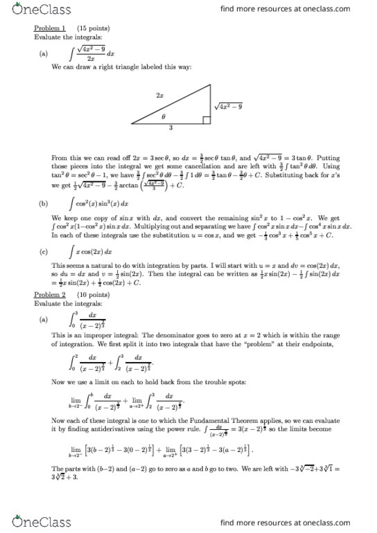 Study Guides for MATH 222 at University of Wisconsin - Madison (UW-MADISON) - OneClass