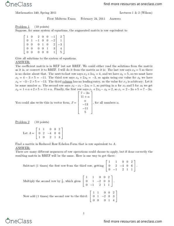 Study Guides for MATH 340 at University of Wisconsin - Madison (UW