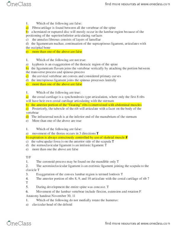 KINE 2031 Lecture Notes - Brachioradialis, Subscapularis Muscle, Supinator Muscle thumbnail