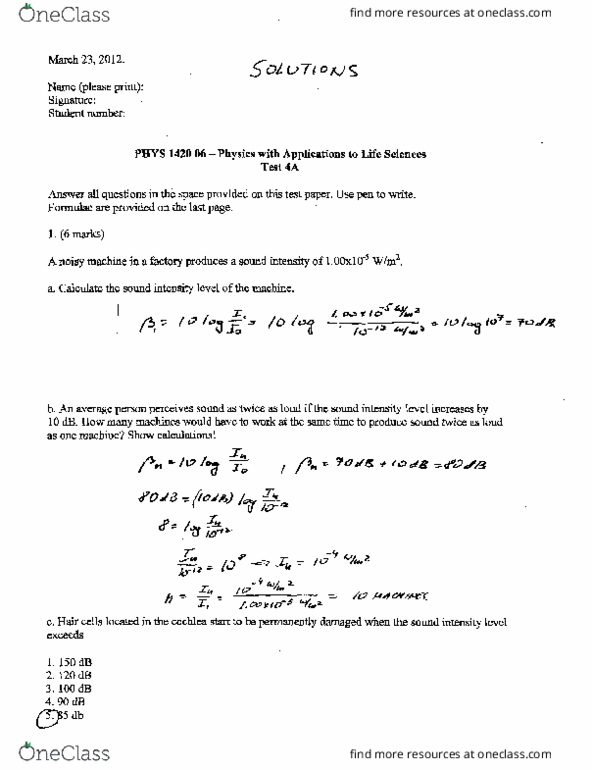 PHYS 1420 Midterm: Physics 1420 T4A_1420_fw11-12 - OneClass