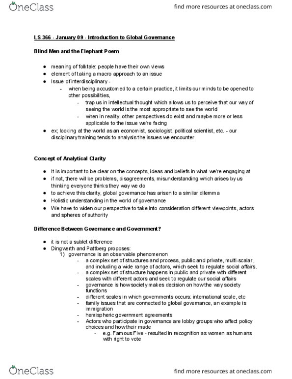 LS366 Lecture 2: Introduction to Global Governance II thumbnail