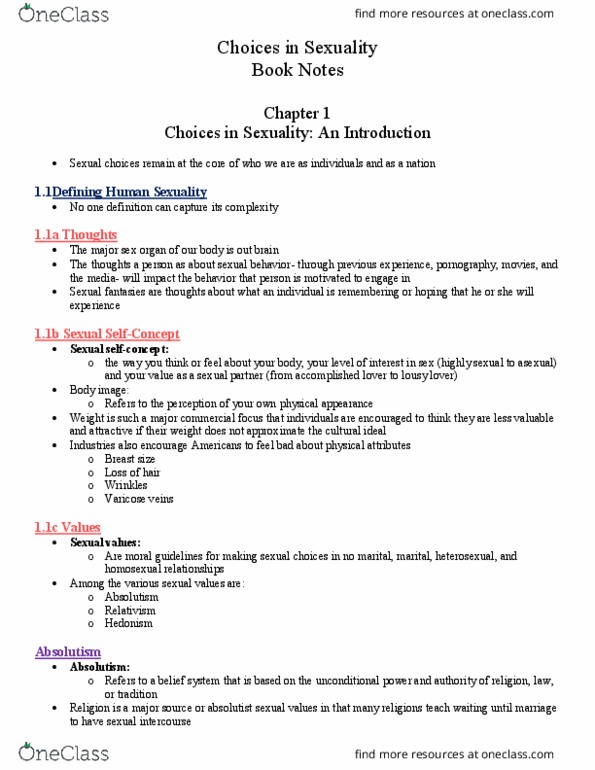 CFD 1010 Chapter Notes - Chapter 1: Varicose Veins, Ideal Industries, Sexual Fantasy thumbnail