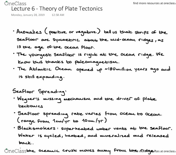 GEOL 107 Lecture Notes - Lecture 6: Plate Tectonics thumbnail