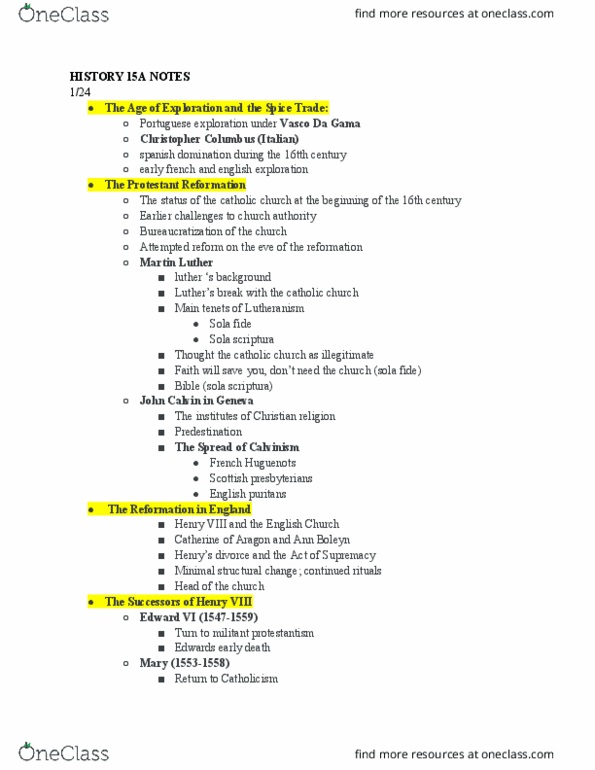 HIST 015A Lecture 1: HIST15 Notes thumbnail