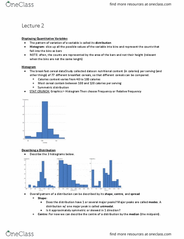 STAB22H3 Lecture Notes - Lecture 2: Unimodality, Standard Deviation, Box Plot thumbnail