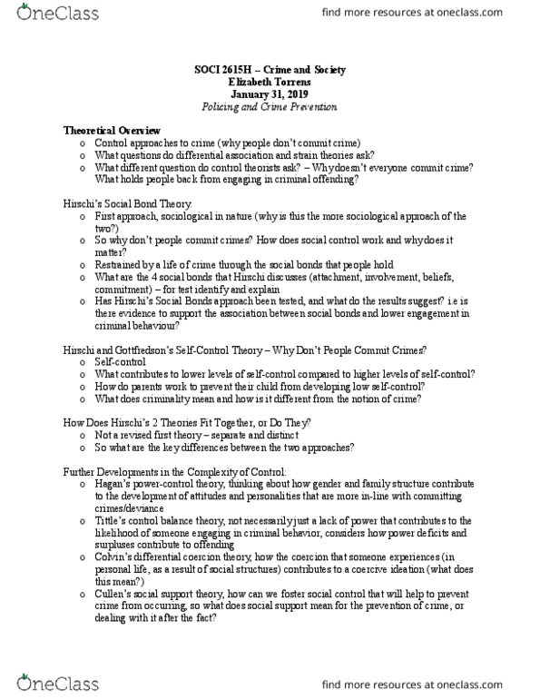 SOCI 2615H Lecture Notes - Lecture 4: Balance Theory, Differential Association, Sûreté Du Québec thumbnail