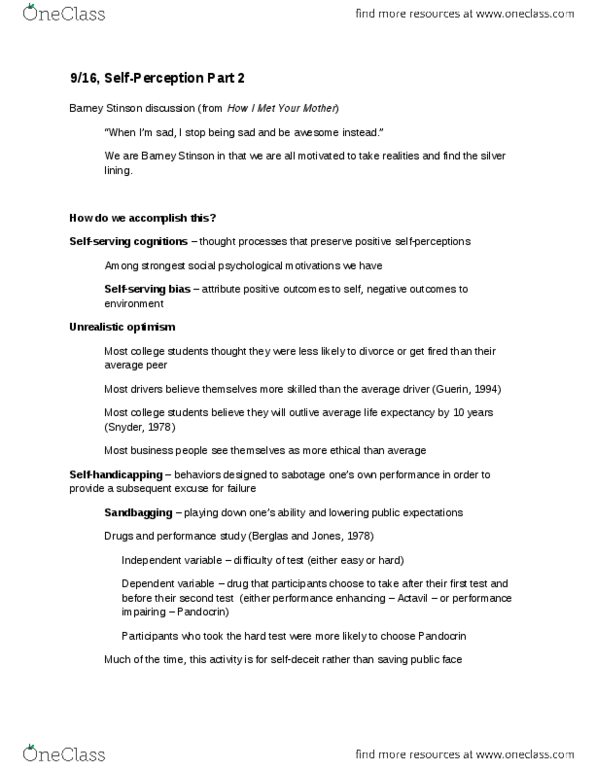 PSY-0013 Lecture Notes - How I Met Your Mother, Barney Stinson, Dependent And Independent Variables thumbnail