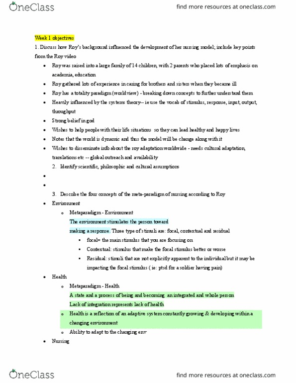 NSE 11A/B Quiz: Week 1 Objectives - OneClass