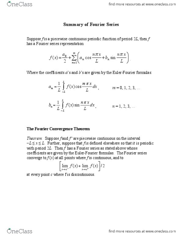 MATH 251 Lecture Notes - Fourier Series, Periodic Function thumbnail