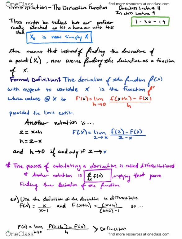 MAT 21A Lecture 11: The Derivative Function cover image