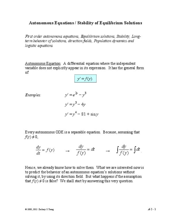 MATH 251 Lecture Notes - Mechanical Equilibrium, Logistic Function, Partial Derivative thumbnail