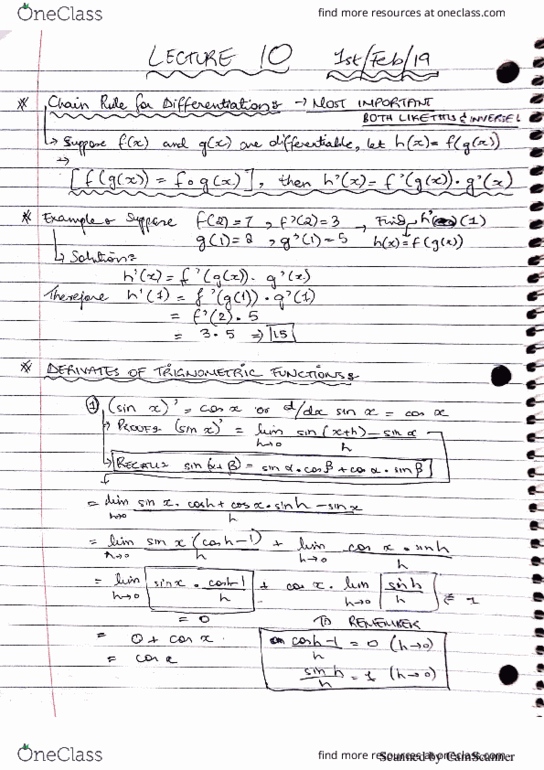 MATH 265 Lecture 10: Trigonometric Derivatives cover image