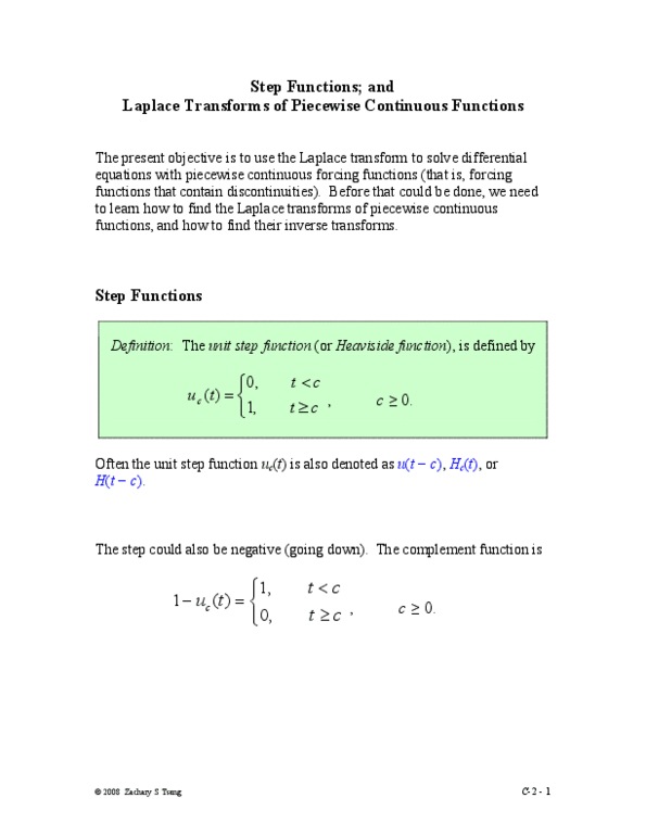 MATH 251 Lecture Notes - Step Function, Lu Su, Piecewise thumbnail