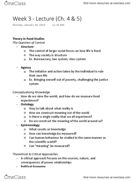 SOC 808 Lecture Notes - Lecture 3: Social Forces, Social Class, Food Sovereignty thumbnail