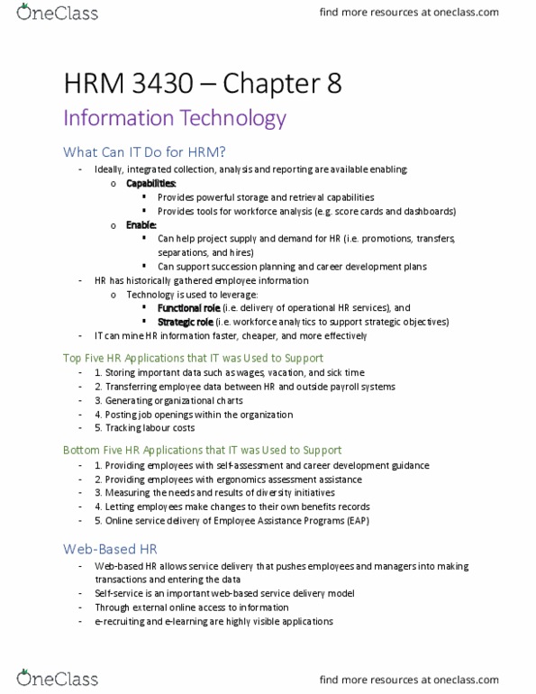 HRM 3430 Chapter Notes - Chapter 8: Workforce Management, Human Factors And Ergonomics, W. M. Keck Observatory thumbnail